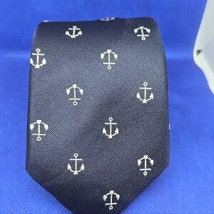 Nautical Anchor Patterned Tie - Navy